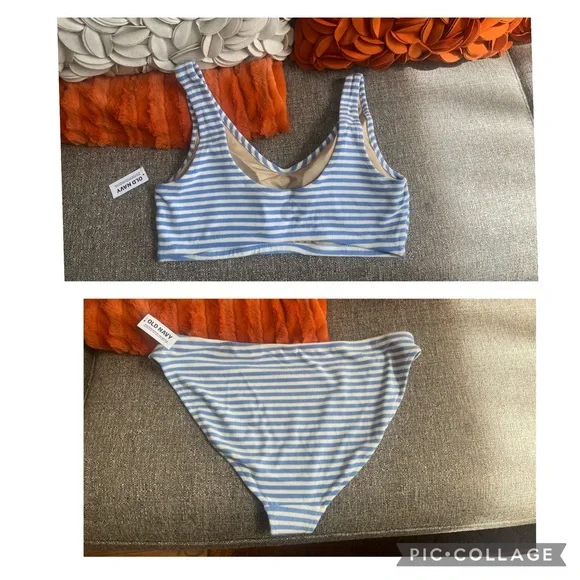 ❣️🆕Old Navy Blue & White Stripe Classic Terry Bikini❣️ - Picture 8 of 9